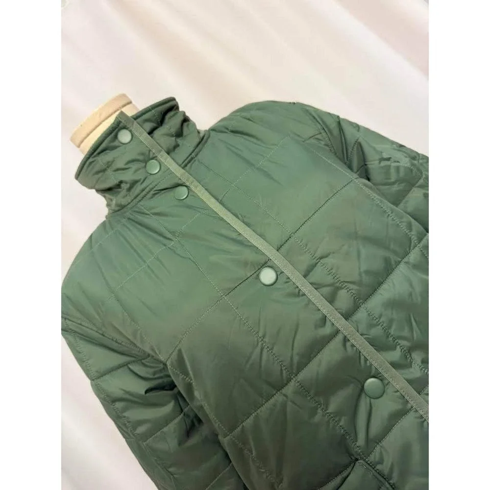 Vans Which Way Jacket Green‎ Quilted Fleece Lined Puffer Mock Neck SMALL NWT